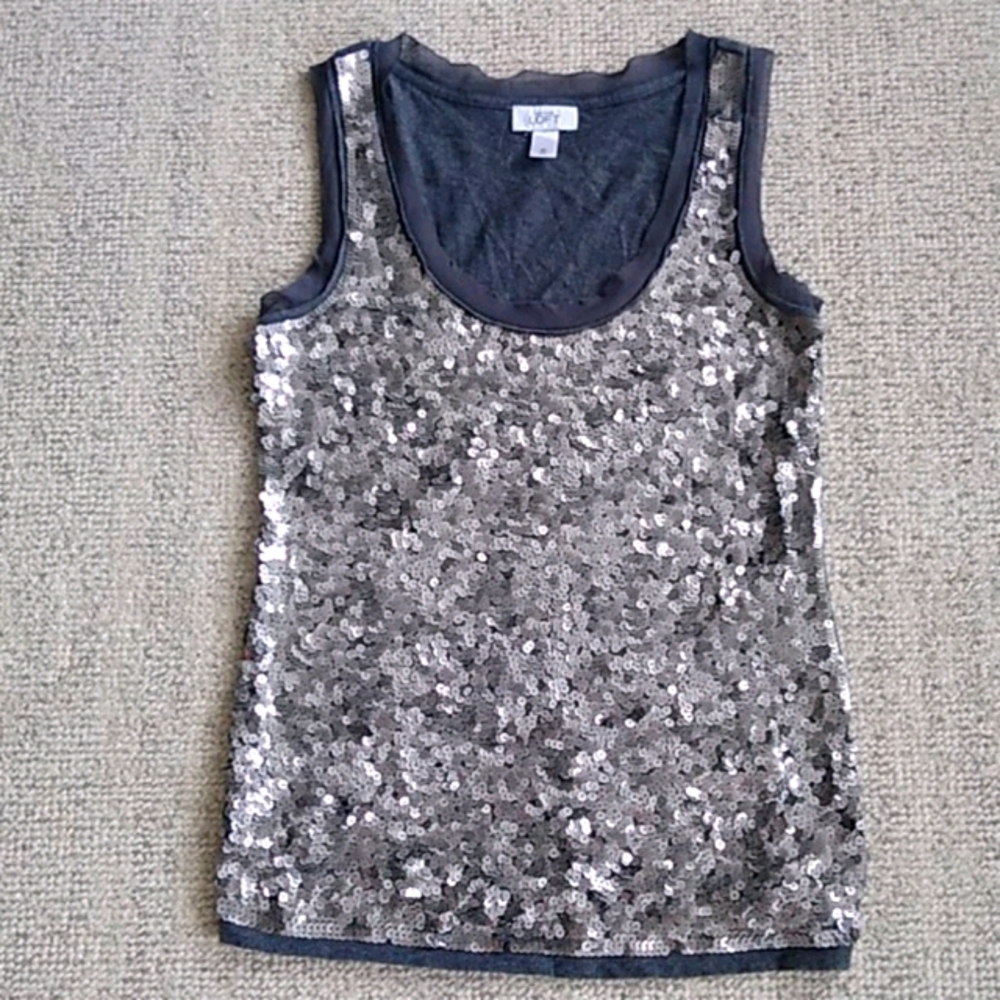 Lost silver sequin tank Medium